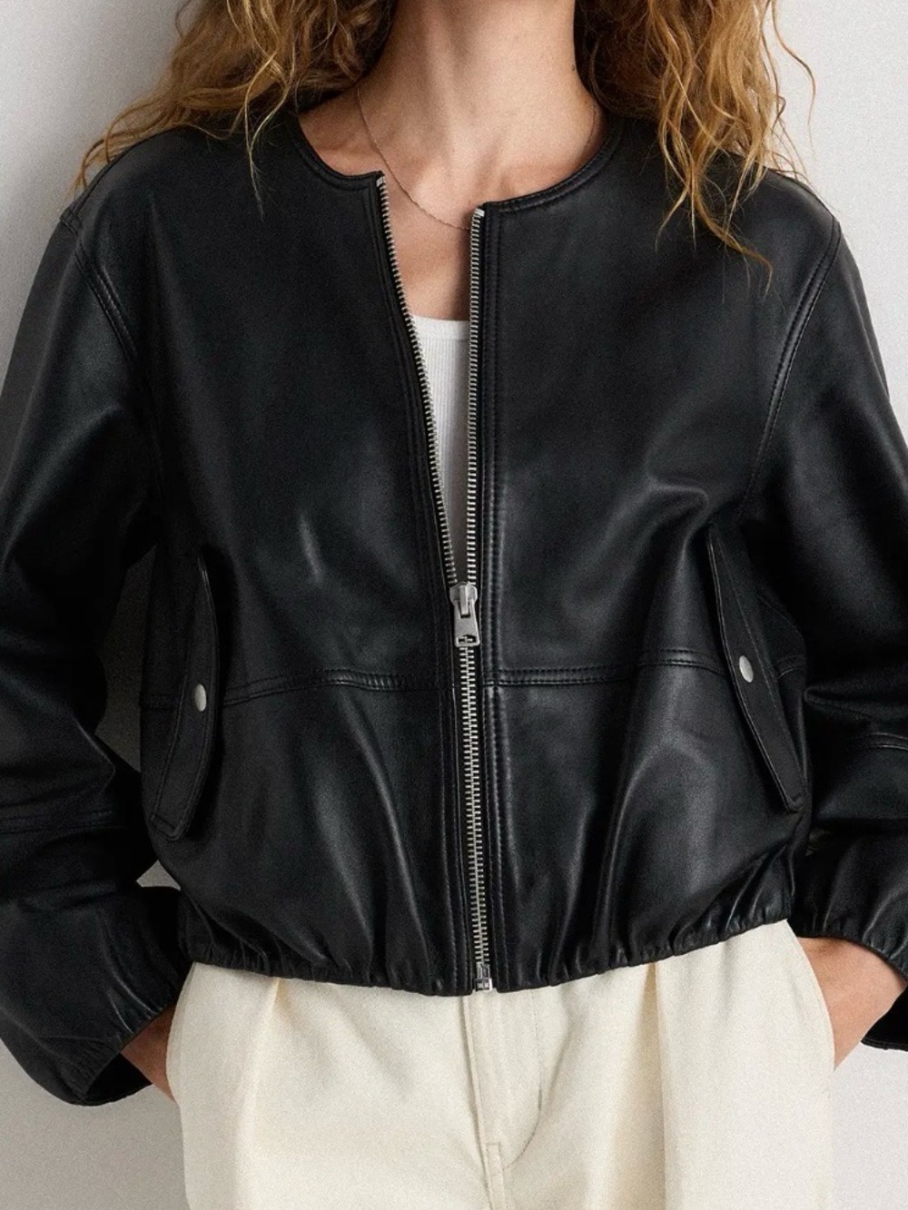 Quince Sheep Leather Black Bubble Jacket Woman’s Small